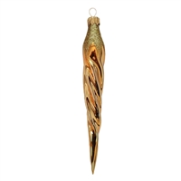 Gold With Gold Glitter European Blown Glass Icicle