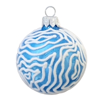 6cm Atlantis Baby Blue & White Snow Blown Glass X-mas Ball