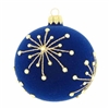 6cm Blue Velvet & Gold Star Glass X-mas Ball (felt-like finish)
