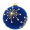 8cm Blue Velvet & Gold Star Glass X-mas Ball (felt-like finish)