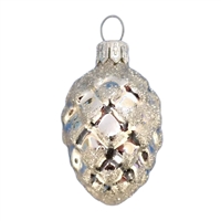 Silver w/Silver Glitter Pine Cone Ornament