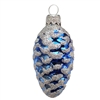 European Med. Blue Pine Cone With Silver Glitter