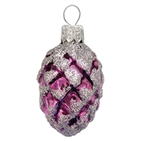 Lite Purple & Silver Glitter Pine Cone Ornament