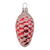 European Blown Glass Red & Silver Glitter Pine Cone