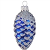 European Dark Blue Pine Cone With Silver Glitter