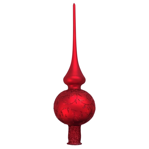 a European Crimson Red Delights Tree Topper Finial 8cm Ball