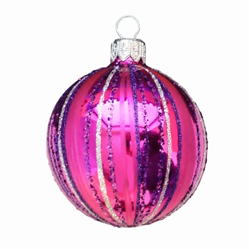 8cm European Fink Fuschia Fancy Stripes Ball