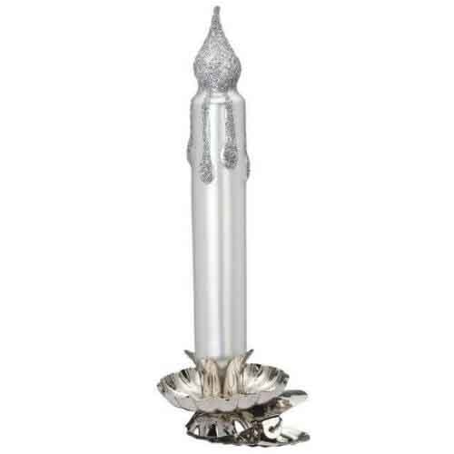 Inge Glas White Satin W/ Silver Glitter Clip-On Candle