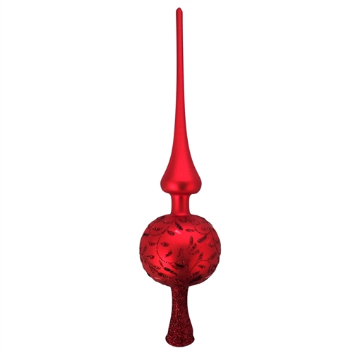 Inge Glas Red Crimson Delights Tree Topper Finial 8cm Ball