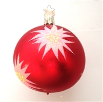 8cm Inge Glas Edelweiss Flower Red Ball 8cm Inge Glas Edelweiss Flower Red Ball