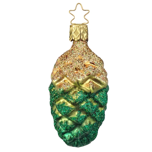 Inge Glas Green & Gold Pine Cone