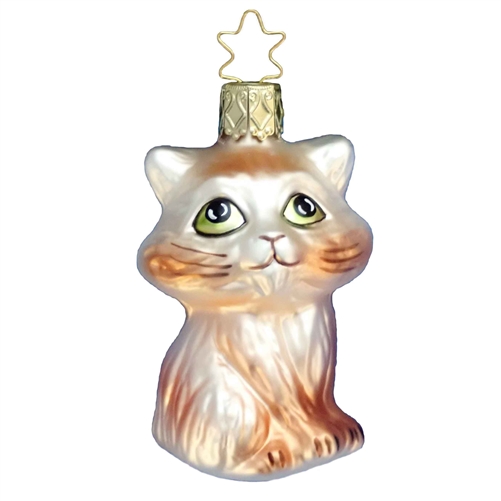 Inge Glas Tan & White Cat Kitten Ornament