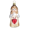 Inge Glas White Tan Angel With Red Heart