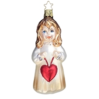 Inge Glas White Tan Angel With Red Heart