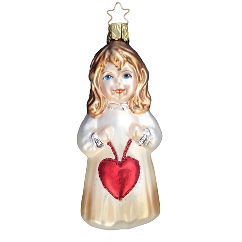 Inge Glas White Tan Angel With Red Heart