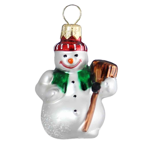 Mini Snowman With Broom Feather Tree Ornament