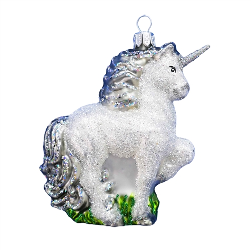 White & Silver Glitter Unicorn Pony