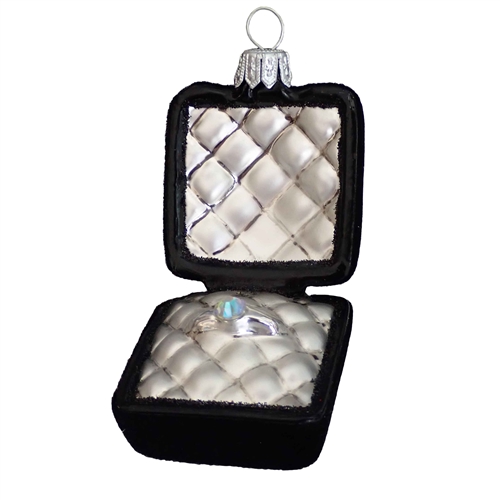 Medium DIamond Engagement Ring & Case Glass Ornament