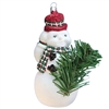 Snowman With Felt Red Hat & X-mas Baum