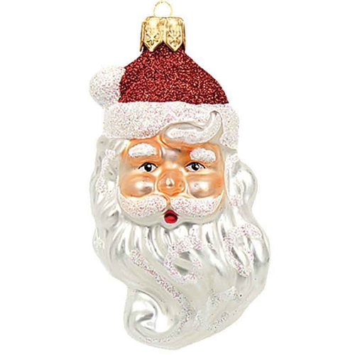 Santa Face Glass Ornament