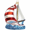 Red White & Blue Stars Stripes Sloop Sailboat Ornament