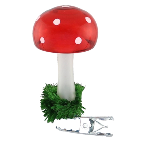 Traditonal German Clip-On Red Mushroom Frost Stem