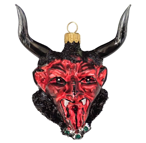 Handcrafted Red Krampus Devil Glass Ornament