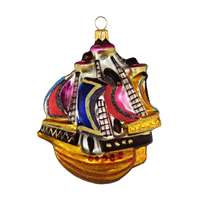 Wood Tall Ship Sailboat Ornament