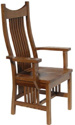 Walnut Western Dining Room Chair, With Arms