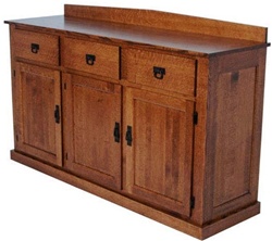 44" x 36" x 20" Oak Mission Server (Three Doors)