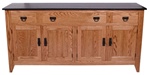 44" x 36" x 20" Oak Shaker Server (Four Doors)