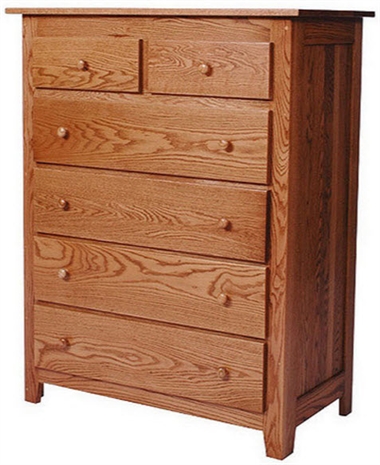 25w x 50h x 20d Shaker 6 Drawer Maple Dresser