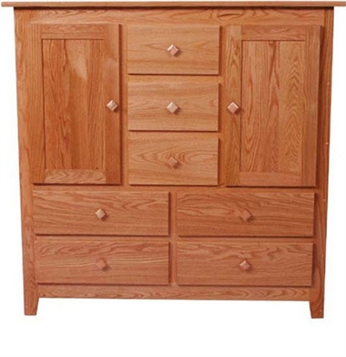 50w x 50h x 20d Shaker 7 Drawer Quarter Saw Oak Dresser (2 Doors)