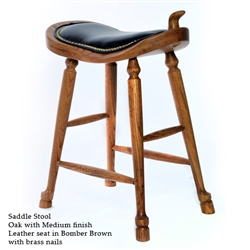 Oak Saddle Stool with Leather Seat
