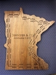 Minnesota State Walnut Wood Cribbage Board