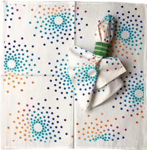 Rainbow Stars Napkins. Set of 6.