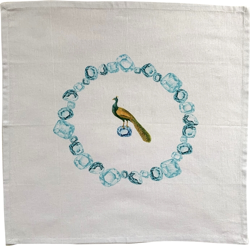 Peacock Gems Napkins. Set of 6.