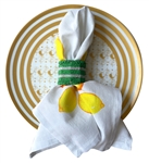 Green and White Beaded Napkin Ring Set