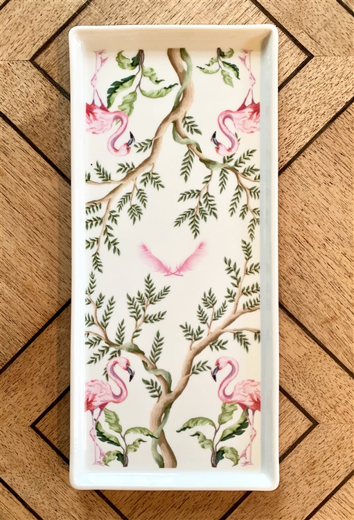 pink flamingo porcelain tray