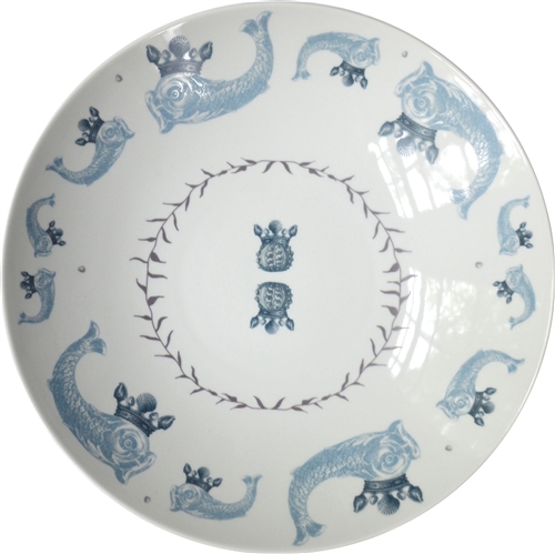 Duet Porcelain Coupe Serving Bowl, Azure