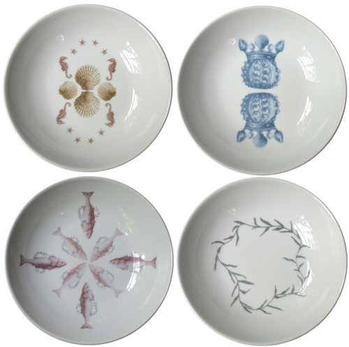 Sealife Small Porcelain Coupe Bowls