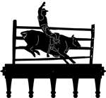 Coat Rack Metal Art with Cowboy Riding a Bull