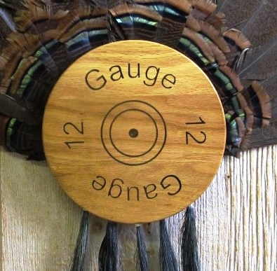 12 Gauge Turkey Fan Beard Plaque  - Medium Oak