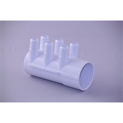 Water Manifold, 2" S x D/E (6) 3/4" Barb Ports