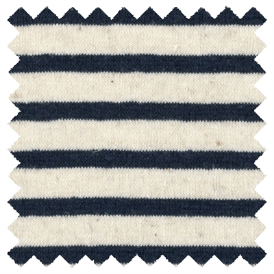 55% Hemp, 45% Organic Cotton Jersey Fabric, Navy Stripes