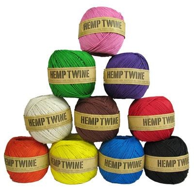 <B>ORDER#: TWINEBALL-1MM-DYED</B> <BR>100% Hemp Twine, 1mm, Dyed