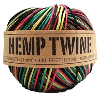 <B>ORDER#: TWINEBALL-1MM-RASTA</B> <BR>100% Hemp Twine, 1mm, Rasta