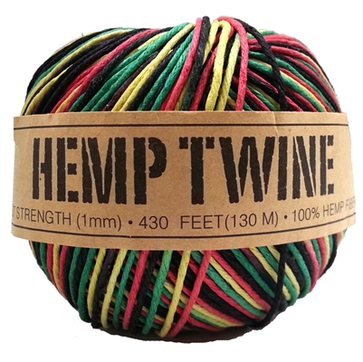 <B>ORDER#: TWINEBALL-1MM-RASTA</B> <BR>100% Hemp Twine, 1mm, Rasta