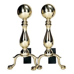 Uniflame Solid Brass Medium Ball Andirons