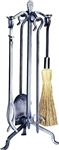 UniFlame 5pc Pewter Wrought Iron Fireset - Crook Handle